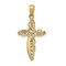 14K Yellow Gold Scroll Design Cross Pendant Charm Jewerly 30mm x 16mm